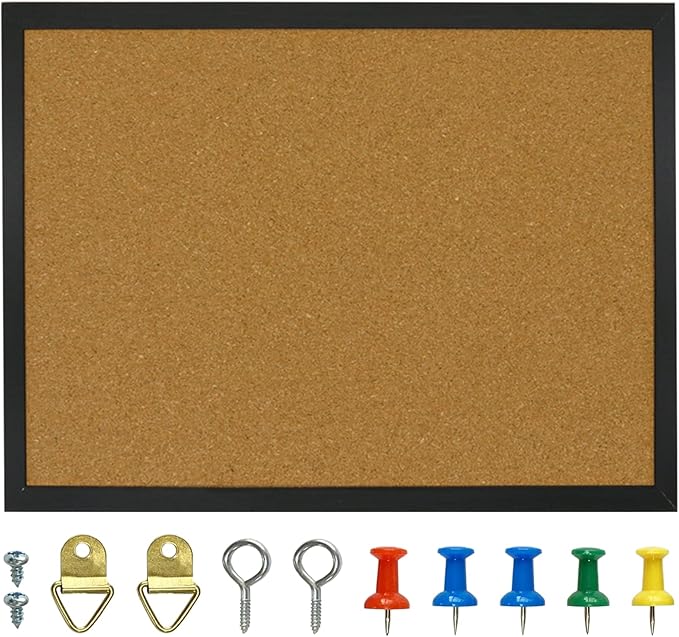 OWLKELA 14.6 X 11 Inch Cork Board Bulletin Board, Wall-Mounted Presentation, Message Notice Pin Board, Perfect for Office & Home Decor, School, Cubicle