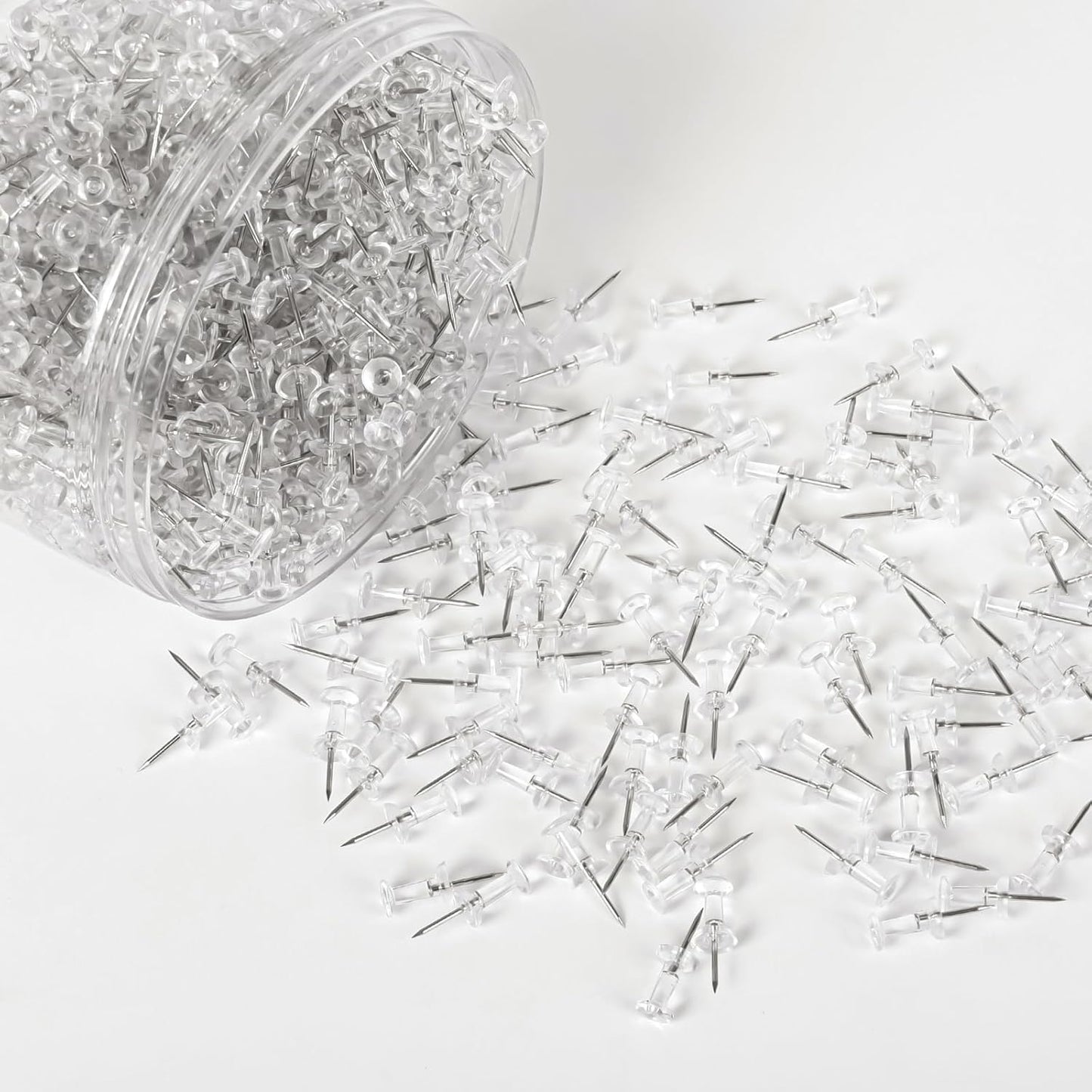 1000 PCS Clear Push pins Tacks for Wall Cork Board Bulletin Board use Clear Plastic Head Pins for Home Office Craft Projects
