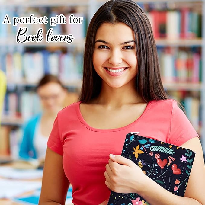 Book Sleeve for Book Lovers, Bookish Book Protector, Book Covers for Paperbacks, Washable Fabric, Book Sleeves with Zipper, Medium 11 Inch X 8.7 Inch