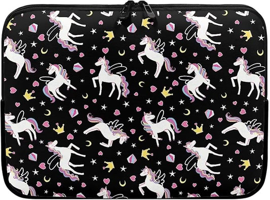 Horse Printed Computer Bags for Laptops Girls, Heart Pattern Computer Carrying Cover Portable Laptop Case Bag, 13 Inch Shockproof Laptop Bag Neoprene Computer Briefcase