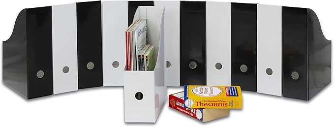 Simple Houseware Magazine File Holder Organizer Box, Black and White, 12 Packs