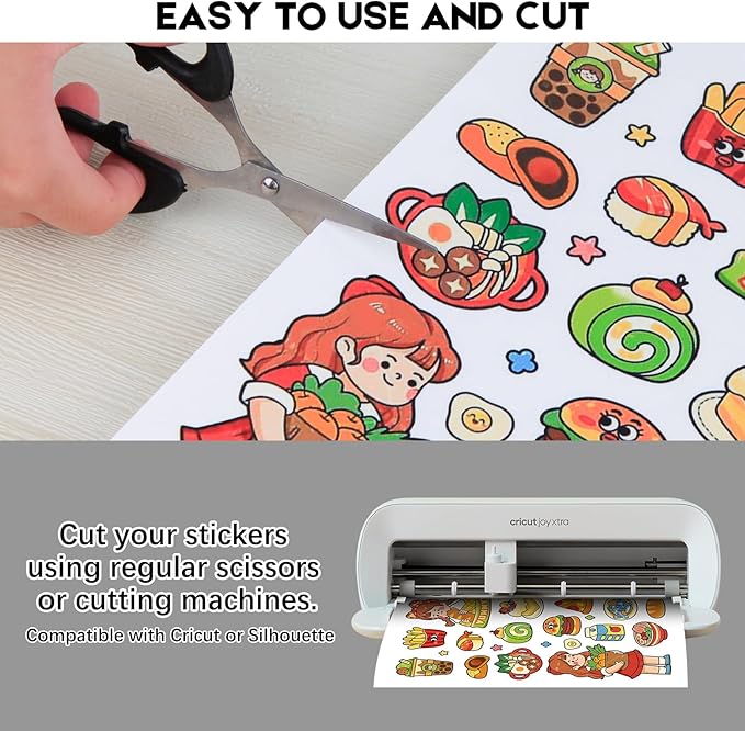 30 Sheets Printable Clear Sticker Paper for Inkjet Printer, Premium Vinyl Transparent Sticker Paper Waterproof, Dries Quickly, Vivid Colors, Tear Resistant, 8.5x11" Labels Great for Cutting Machines