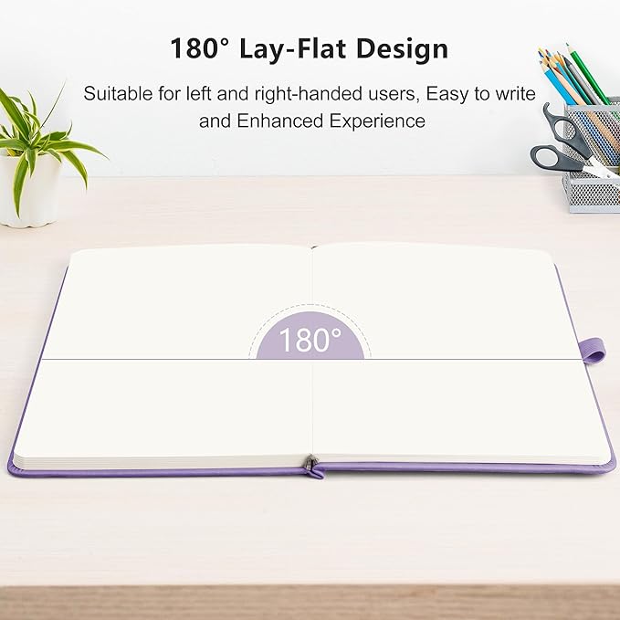 RETTACY Blank Journal Notebook, A5 Blank Journal with 192 Pages, 5.7'' × 8.3'' Medium Size, 68 LB/100 GSM Thick Paper, Leather Hardcover, for Sketching, Drawing, Painting (Purple)