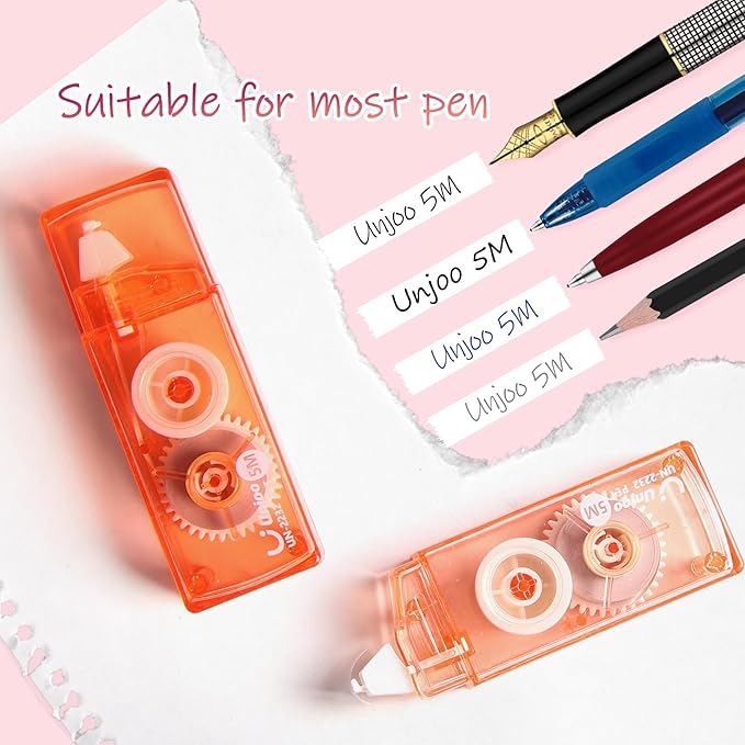 White Correction Tape, Easy To Use Cute Applicator for Instant Corrections, For school, Office Workers (Gradient Pink, 5M/196" x 0.2",12pack)