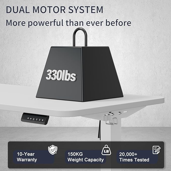 Standing Desk Frame, Electric Stand up Desk Frame Height Adjustable Table Legs Sit Stand Desk Frame, Dual Motor Ergonomic Standing Desk Base Workstation, Frame Only, White