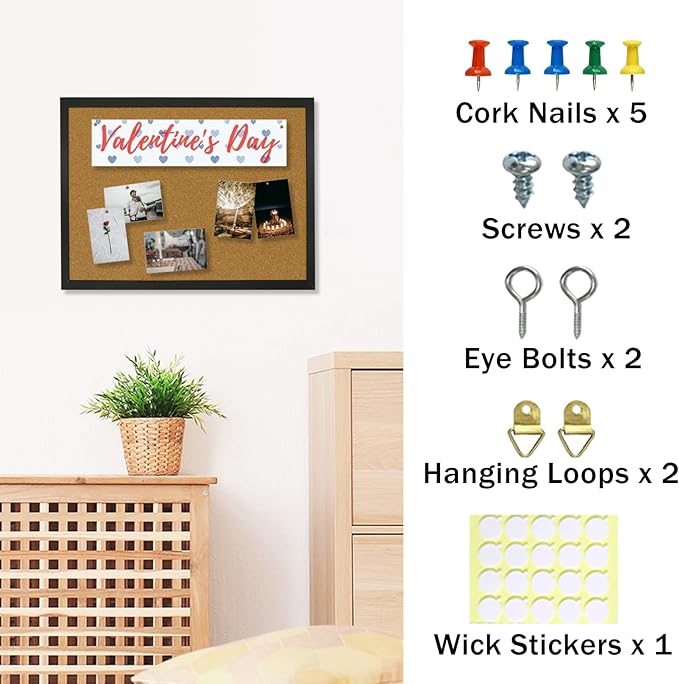 OWLKELA 14.6 X 11 Inch Cork Board Bulletin Board, Wall-Mounted Presentation, Message Notice Pin Board, Perfect for Office & Home Decor, School, Cubicle