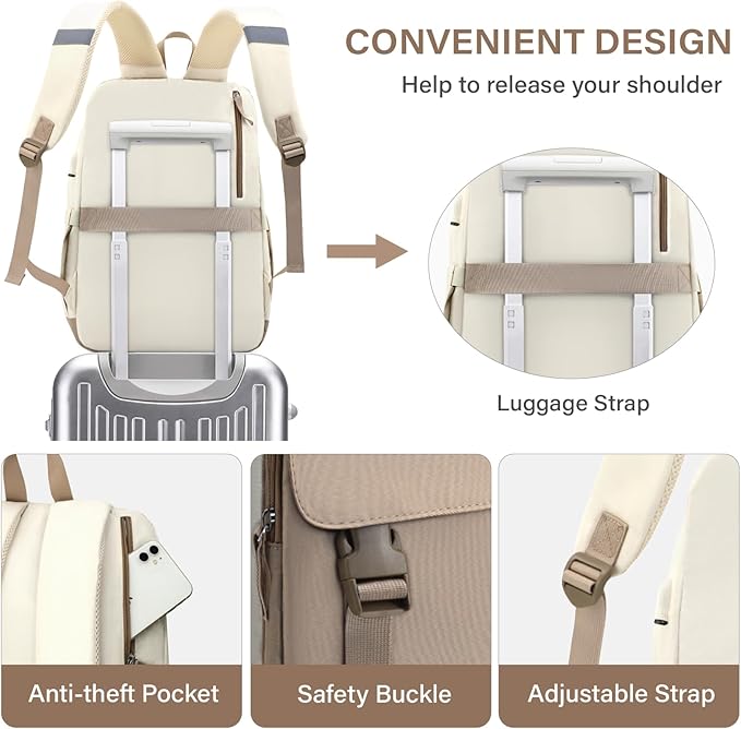 Cute Backpack,15.6 Inch Bookbag for Women,College Backpack for Women with USB Charger and Cute Wallet