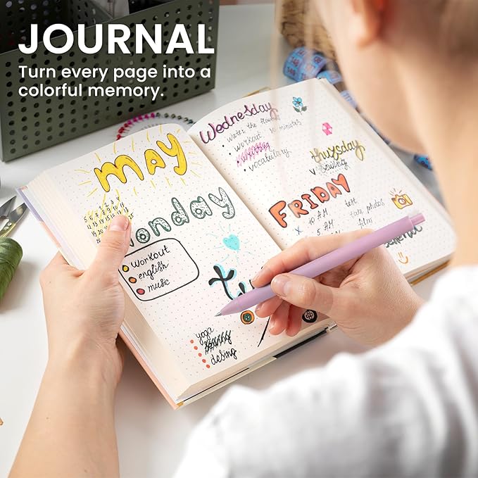 Colored Gel Pens, 12 Colors 0.5mm Fine Point Smooth Writing Pens, Quick Dry Colorful Gel Ink Pens for Journaling and Note Taking, Cute Aesthetic Pens for Office School & Home Supplies