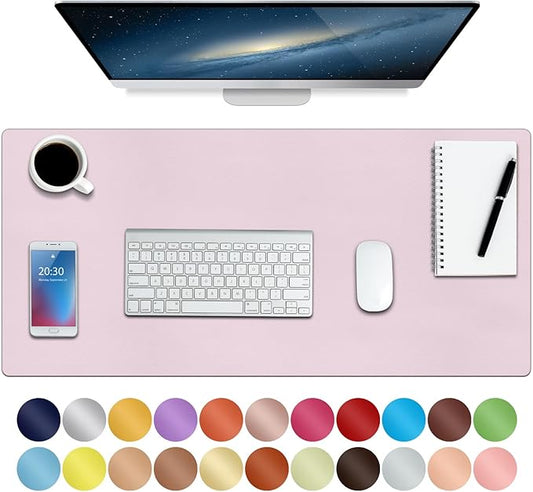 ‎Boutilon Leather Mouse Pad,Extended Desk Pad for Keyboard and Mouse Non-Slip Study Desk Writing Pad Desktop Protector for Home Office Accessories,30"x 14"(M-Light Pink)