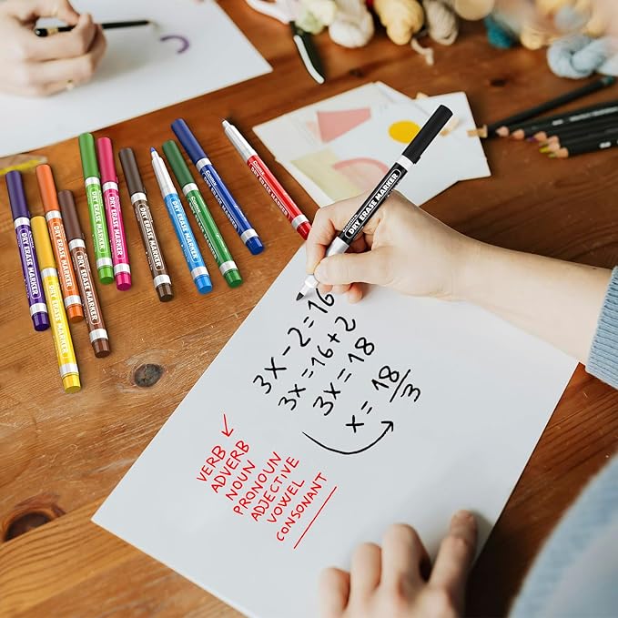 Comix Low Odor Dry Erase Markers, Fine Tip Whiteboard Markers, 36 Bulk 12 Assorted Colors Markers for Kids Teachers Office & School Supplies