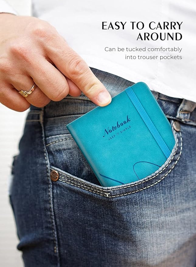 AISBUGUR Pocket Notebook, Small Notebook, 2-Pack Total 320 Pages,3.7" x 5.7" Pocket Notebook (2 Pack, Sky Blue Wave)