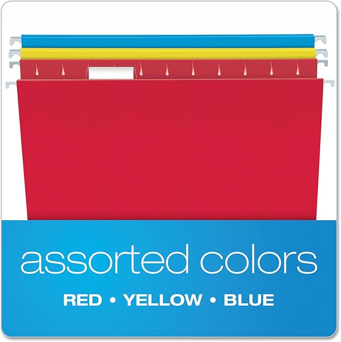 Pendaflex Recycled Hanging Folders, Letter Size, Assorted Colors, 1/5 Cut, 25/BX (81612)