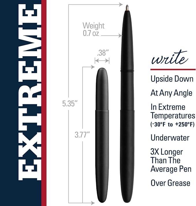 Fisher Space Pen Bullet Pen, Ballpoint, Brass, Matte Black, Black Ink, Gift Box