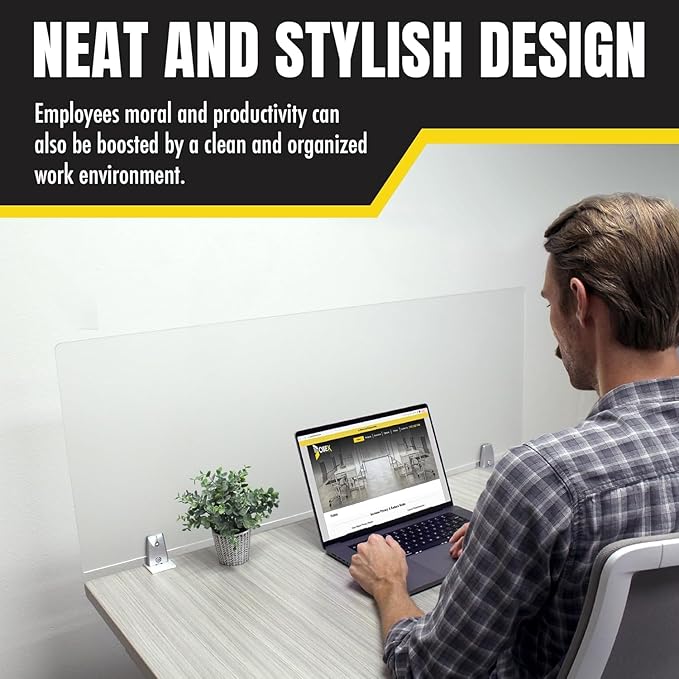 Obex Frosted Acrylic Desk Mounted Privacy Panel, 12", Aluminum