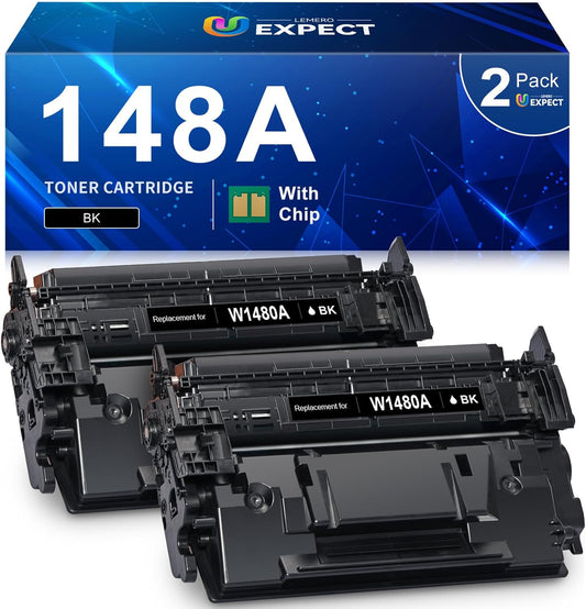 148A Toner Cartridge Black with Chip Compatible Replacement for HP 148A Toner Cartridge W1480A 148X W1480X for PLaserjet Pro MFP 4101fdw 4101fdn 4001dw 4001dn 4001n Printer, 2 Pack