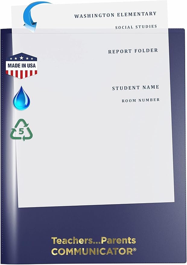 Nicky's Folders® English Communicator, Parent-Teacher Folder, Patented Tear-Resistant Flexible Plastic 2 Inside Pockets, 2 Exterior Sleeves, Letter Size Paper, Single Color(24 Pack) (Metallic Green)