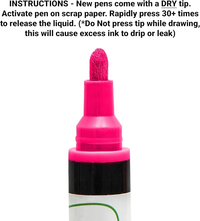 Glass Pen Window Marker: Liquid Chalk Markers for Glass, Car Marker or Mirror Pen with Washable Paint - Graduation Car Windows, Storefront Window, Wedding, Parade, Party & Holiday (Pink, Fine Tip)