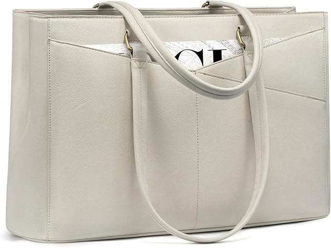 LOVEVOOK Laptop Bag for Women,15.6 Inch Laptop Tote Bag for Women,Vintage Leather Work Tote Bags Computer Teacher Bag,Waterproof Business Bag Office Briefcase