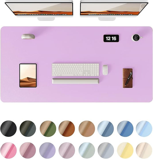 YSAGi Leather Desk Protector, Office Mat, Large Mouse Mat, Non-Slip PU Leather Blotter, Laptop Desk Pad, Waterproof Writing Pad for Office and Home (Taro Purple, 47.2" x 23.19")
