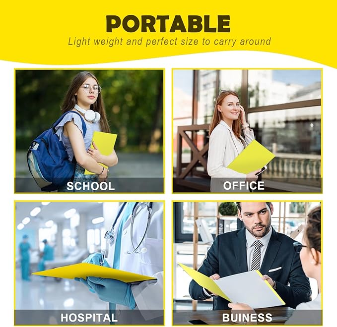 Folders with Pockets,IntoJoy 50 Pack Two Pocket Folders Business Card Holder Paper Folders with Prongs for School Office Filing Cabinet Resume Portfolio (Yellow)