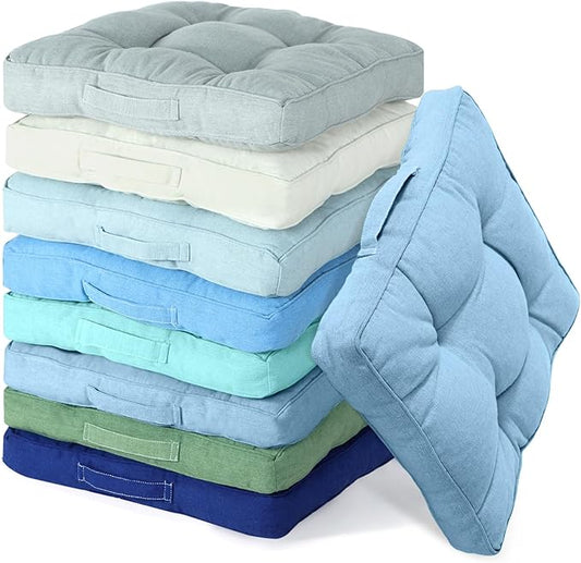 Gerrii 8 Pieces Floor Cushions for Kids Classroom Flexible Floor Seating Cushions Floor Pillows for Home School Kindergarten Daycare Nursery(Blue and Green Series,Square)