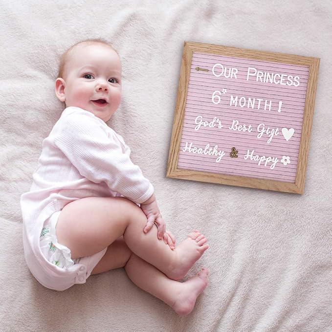 Pink Felt Letter Board 10x10 Inch, Pre Cut & Sorted 725 Letters, First Day of School Board, Changeable Letter Boards Message Board, Classroom Decor Farmhouse Wall Decor Sign Board