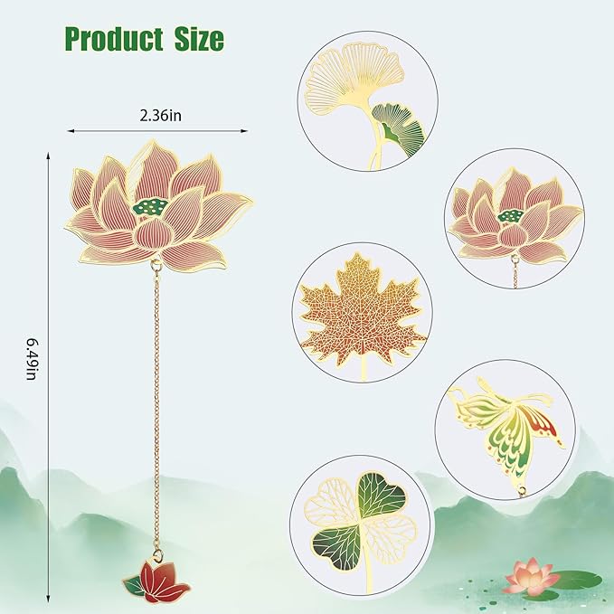 5 Pack Metal Bookmarks for Reading Women, Book Lover Gifts Stocking Stuffers for Women, Colorful Bookmark for Book Lovers, Fancy Unique Cute Plant Bookmark, Gifts for Book Lovers, Writers, Readers