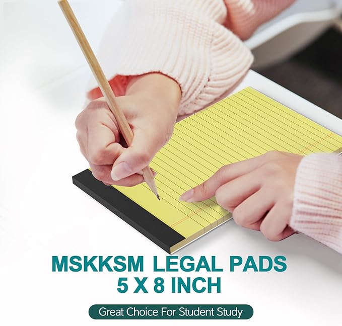 Note Pads 5x8, 8 Pack Small Legal Pads 5x8 Yellow Pad, College Ruled Legal Notepads, Lined Pads of Paper 5x8 Yellow Paper Writing Pads, 30 Sheets Per Notepad for School, Home, Office, Business