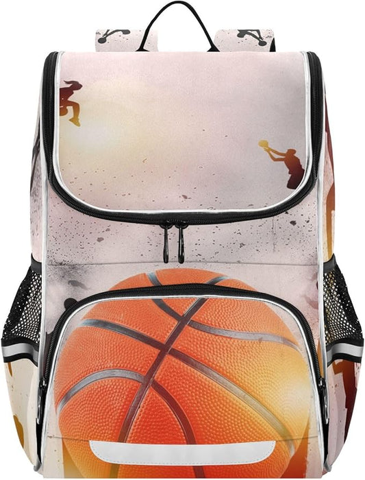 Basketball Backpack with Reflective Strip for Kids Boys Girls Elementary School Bag Removable Chest Strap
