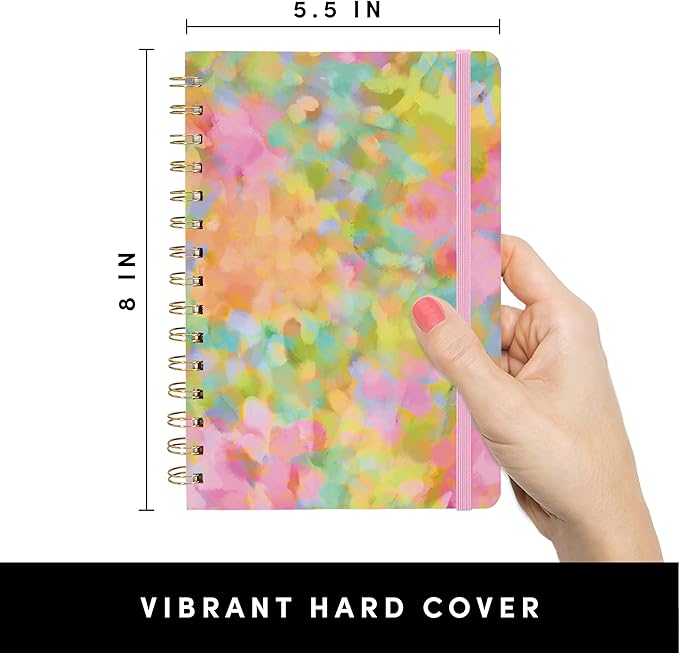 PAPERAGE Lined Spiral Journal Notebook, (Bright Whimsical Garden), 160 Pages, Medium 5.5 inches x 8 inches - 100 GSM Thick Paper, Hardcover, Double-Wire Spiral Journal & Notebook