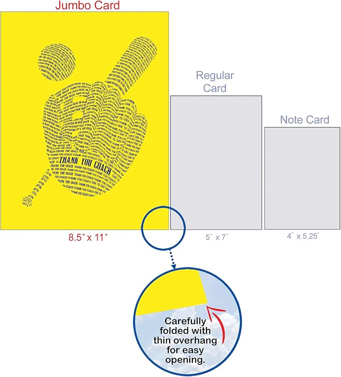 NobleWorks - 1 Jumbo School Coach Teacher Thank You Greeting Card From US with Envelope (8.5 x 11 Inch) Teams Sports and Student Athlete Gratitude Appreciation Notecard - Baseball Mitt J3124TYG-US