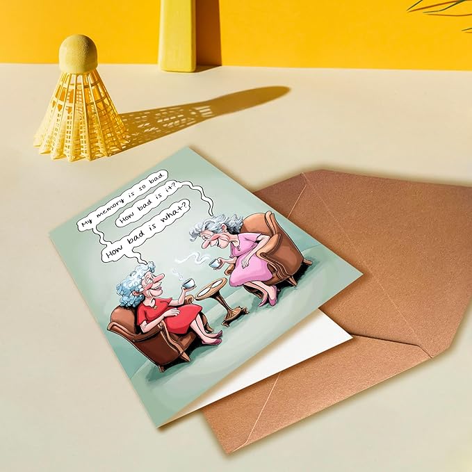 Funny Birthday Card For Women, Funny Wishes for 60th, 70th, 80th Birthday Card for Grandma, Sister, Aunt, Friend, Bad Memory, Suitable for Any Recipient, Unique Gift Creative with Envelope