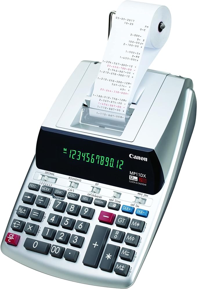 Canon Office Products 2198C001 Canon MP11DX-2 Desktop Printing Calculator with Currency Conversion, Clock and Calendar