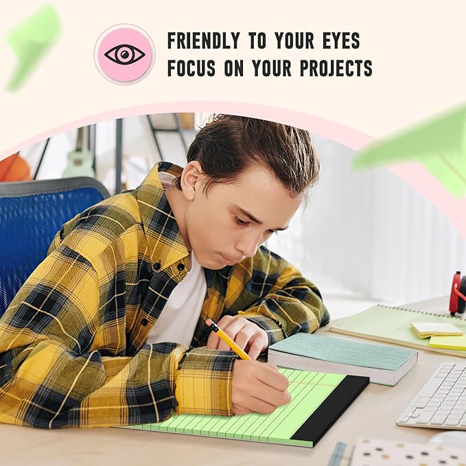 Colored Legal Pads, 3 Pack Writing Pads 8.5 x 11, Wide Ruled Legal Notepads, Lined Pads of Paper 8.5 x 11, Blue/ Purple/Green Note Pads, 30 Sheets Per Legal Pads for School, College, Office, Home