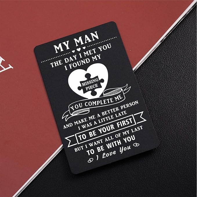 TANWIH To My Man Wallet Insert Card, Unique Anniversary Valentines Cards Gift for Boyfriend, I Love You Gifts for Men, Birthday Fathers Day Presents