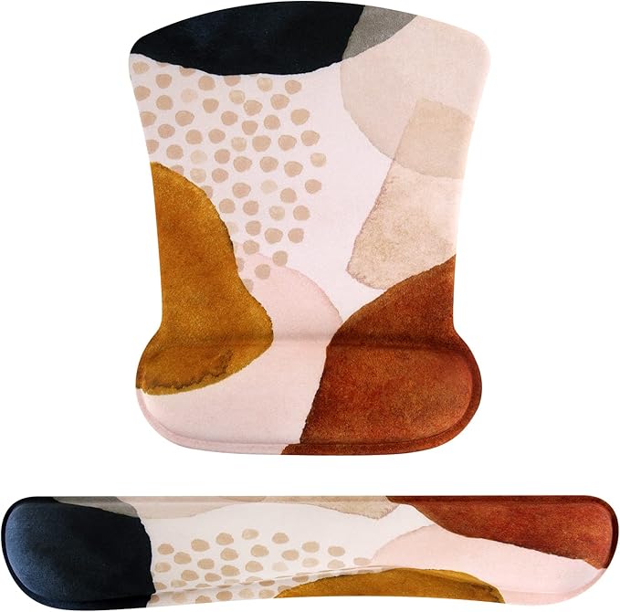 iCasso Keyboard Wrist Rest and Mouse Wrist Rest Pad, Made of Memory Foam, Ergonomic Support, Easy Typing and Relieve Wrist Pain, Perfect for Gaming, Computer, Office, Laptop (Color Block)