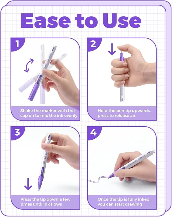 JusArt Outline Markers 18 Colors, Double Line Glitter Markers for Greeting Card Art Crafts, Girls Teens Stocking Stuffers Shimmer Markers, Metallic Sparkle Markers Painting Drawing Supplies