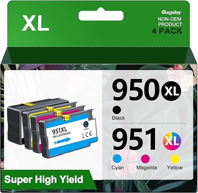950XL 951XL Ink Cartridges Combo Pack Compatible for HP 950 951 Ink Cartridges Combo Pack Use With HP OfficeJet Pro 8600 8610 8615 8620 8100 8630 8660 8640 276DW 251DW,4 Pack Black Cyan Magenta Yellow