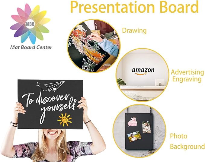 Mat Board Center, Pack of 10 Acid-Free Foam Boards, 12x16 inch Black Foam Boards, 3/16" Thick