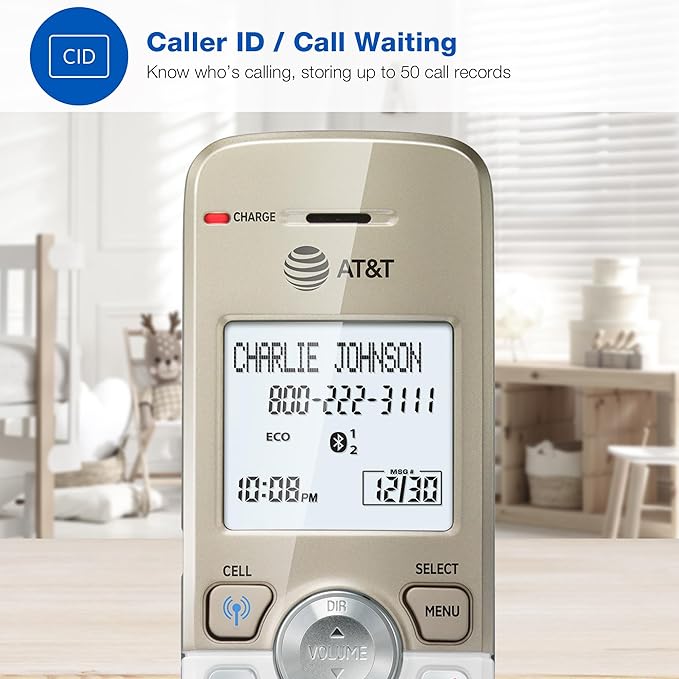 AT&T DL70019 Accessory Handset for DL72x19 Phone with Bluetooth Connect to Cell, Call Blocking, 1.8" Backlit Screen, Big Buttons, intercom, and Unsurpassed Range