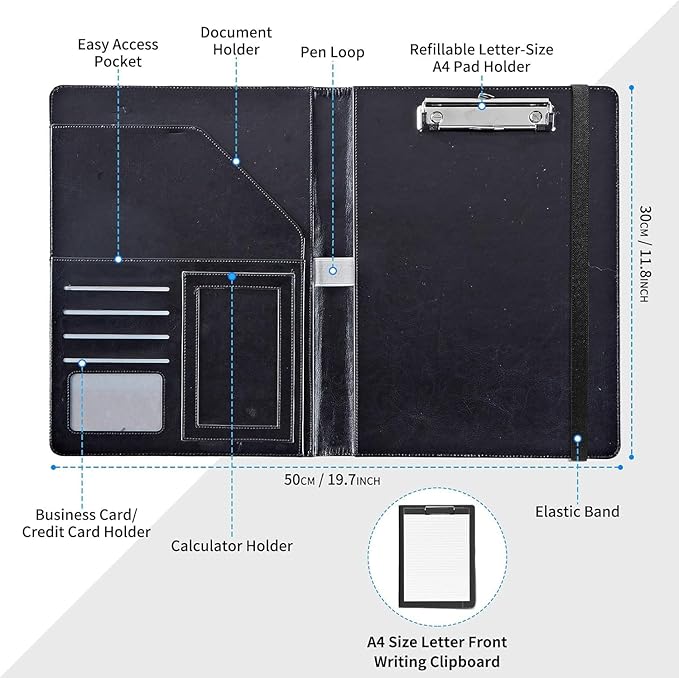 Padfolio/Portfolio Folder Clipboard,I can do all things through christ Personalized Leather Portfolio Padfolio for Men Women W/Resume Document Organizer Letter Size A4 Writing Pad Business Card Holder