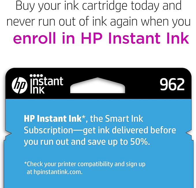 HP 962 Cyan Ink Cartridge | Works with HP OfficeJet 9010 Series, HP OfficeJet Pro 9010, 9020 Series | Eligible for Instant Ink | 3HZ96AN