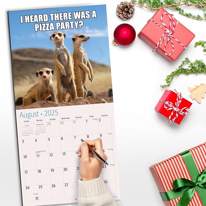 RED EMBER Funny Animal Memes 2025 Wall Calendar 12 Month | 12" x 24" Open | Thick & Sturdy Paper | Giftable | Calendar 2025
