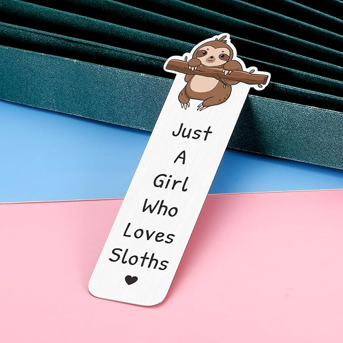 Sloth Gifts for Women, White Elephant Gifts, Book Marks for Reading Women, Santa Swap Gift Exchange, Book Lovers Gifts, Cute Bookmark for Teen Girls, Metal Bookmark Gifts for College Girls Sloth Stuff