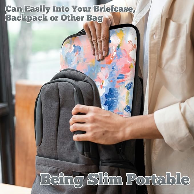 Universal Tablet Laptop Sleeve Case 10 inch, Watercolor Flowered Slim Carrying Case Durable Handbag Travel Laptop Bag for 7 to 10-inch Laptops/Notebook/Kids Tablet/ipad/eBook Readers