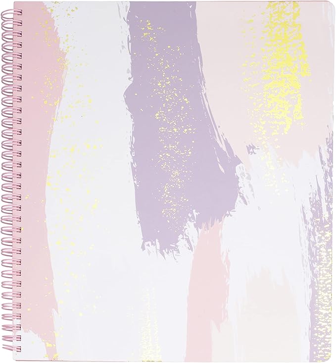 Steel Mill & Co Cute Large Spiral Notebook College Ruled, 11" x 9.5" with Durable Hardcover and 160 Lined Pages, Pastel Brush Strokes
