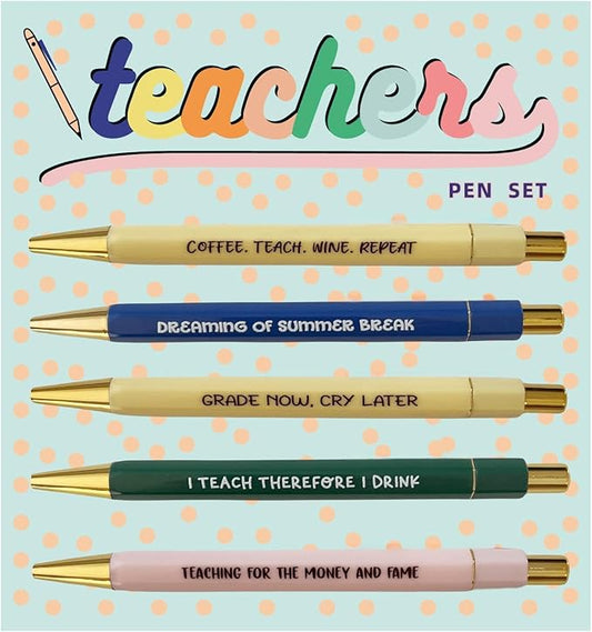 Jxueych Funny Pens 5-Count, Black Ink,Medium Nib 1.0mm, Funny Office Gifts for Coworkers, Personalized Pens Vibrant Funny Quotes Swear Word Daily Pen Set (Q)