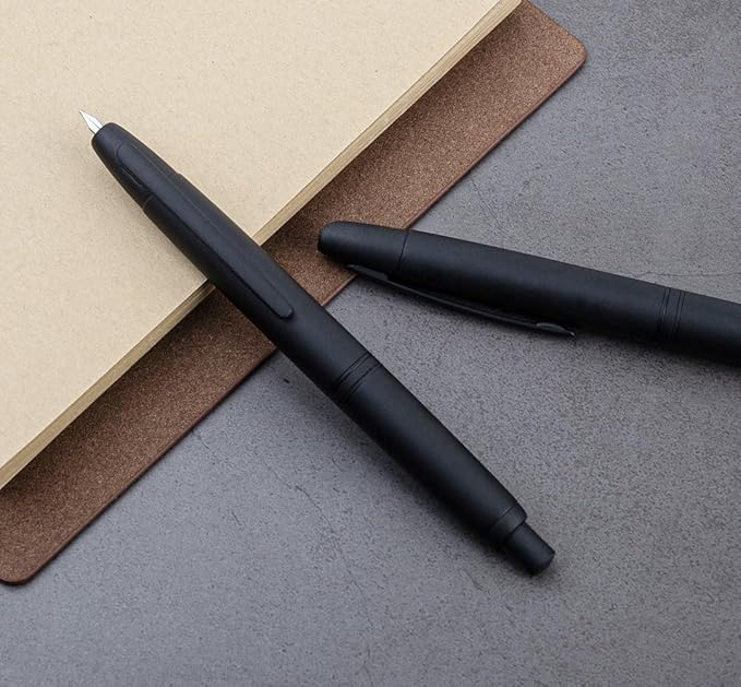 JINHAO 10 Press Fountain Pen, Retractable Metal Pen with Ink Converter (EF Nib 0.38mm, Matte Black)