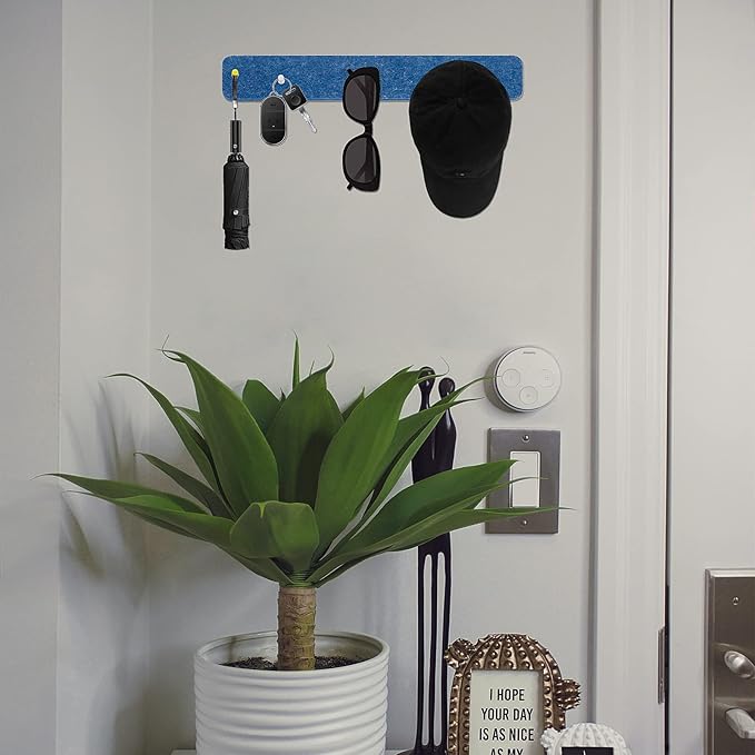 8 Pcs Felt Pin Board Bar Strips Bulletin Board for Bedrooms Offices Home Wall Decoration, Notice Board Self Adhesive Cork Board with 50 Push Pins for Paste Notes, Photos, Schedules (Multi-Blue)