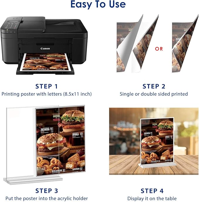 newnewshow Acrylic Sign Holder 8.5x11 Inch 6 Pack Vertical T Shape Double-Sided Desktop Display Holder. (8.5x11 8.5x5.5 5x7 Horizontal and Vertical)